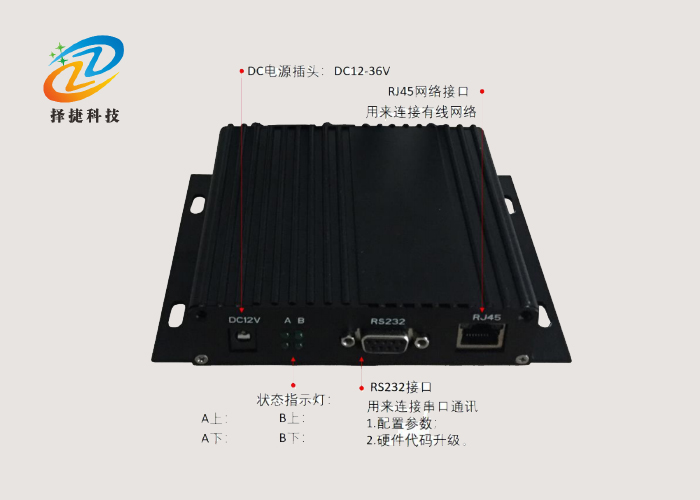全向有源基站ZJB-52前面板接口图
